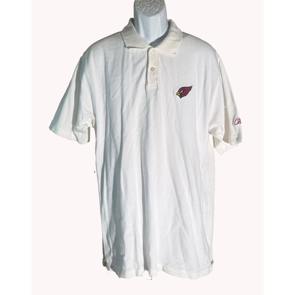 REEBOK NFL Short Sleeve Button Down Arizona Cardinals Polo Shirt White Large - Picture 1 of 5